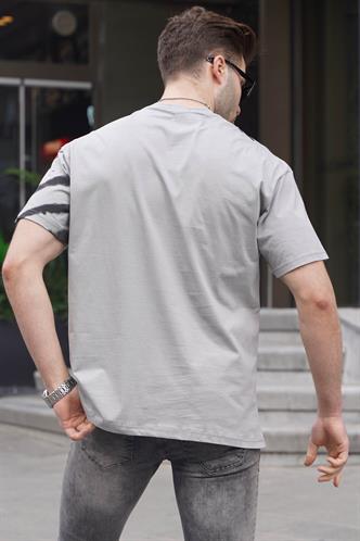 Boyalı Gri Desenli Over Fit Erkek Tişört 6116