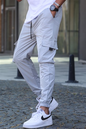 Boyalı Gri Kargo Cep Erkek Jogger Pantolon 5461