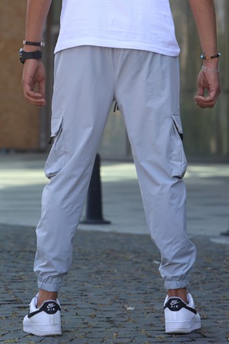 Boyalı Gri Kargo Cep Erkek Jogger Pantolon 5461