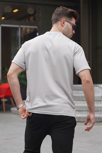 Boyalı Gri Likralı Basic Erkek Tişört 6060