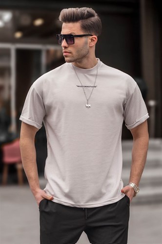 Boyalı Gri Likralı Basic Erkek Tişört 6060