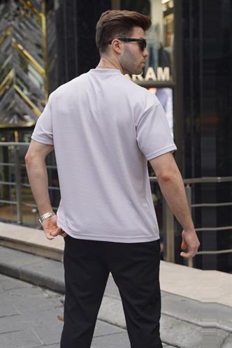 Boyalı Gri Oversize Basic Erkek Tişört 6127