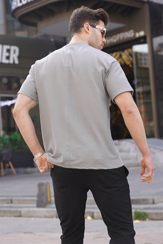 Boyalı Gri Regular Fit Basic Erkek Tişört 6099