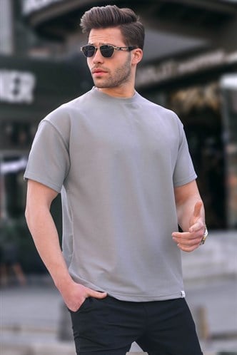 Boyalı Gri Regular Fit Basic Erkek Tişört 6099