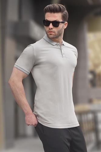 Boyalı Gri Regular Fit Erkek Polo Yaka Tişört 6105