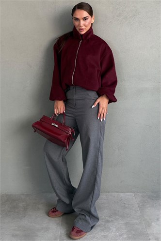 Bordo Kaşe Bomber Kadın Ceket MG2902