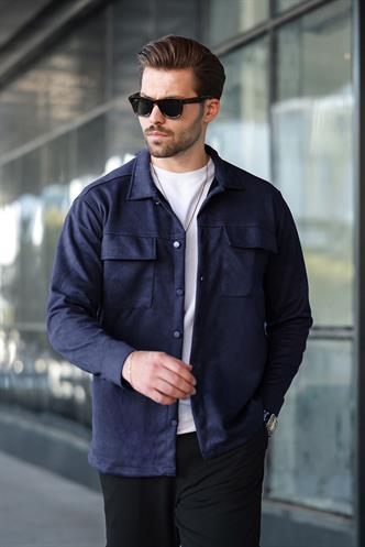 Lacivert Cep Detaylı Gömlek Ceket 6748