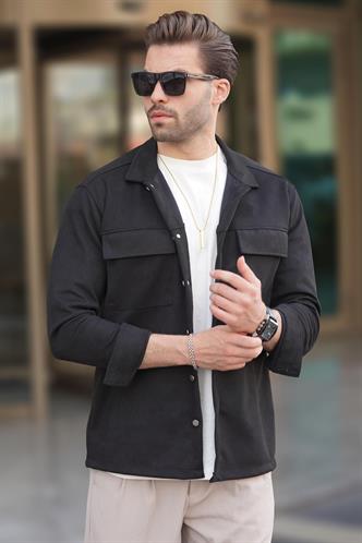 Siyah Cep Detaylı Gömlek Ceket 6748