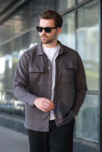 Füme  Cep Detaylı Gömlek Ceket 6748