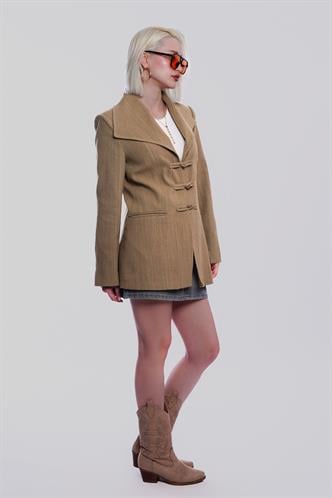 Haki Bağlama Detaylı Blazer Kadın Ceket Mg2482