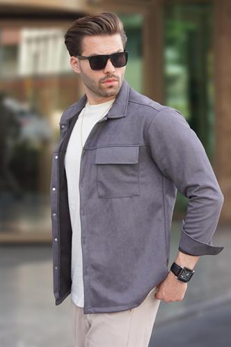 Füme  Cep Detaylı Gömlek Ceket 6748