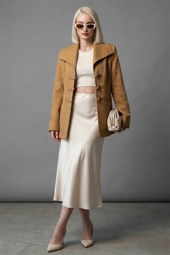 Hardal  Bağlama Detaylı Blazer Kadın Ceket Mg2482