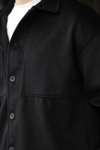 Siyah Kaşe Gömlek Erkek Ceket E6765
