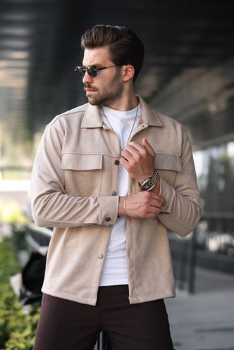 Bej Cep Detaylı Gömlek Ceket 6748