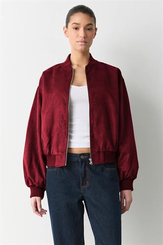 Bordo Astarlı Kadın Bomber Ceket MG2545