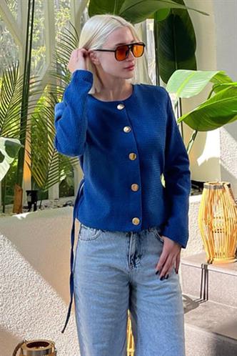 Saks Kemerli Ve Dokulu Kadın Ceket MG2209