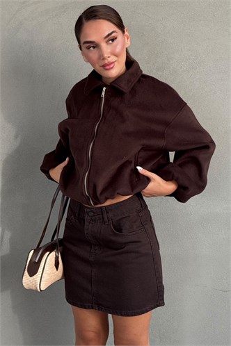 Acı Kahve Kaşe Bomber Kadın Ceket MG2902