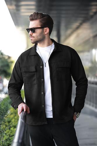 Siyah Cep Detaylı Gömlek Ceket 6748