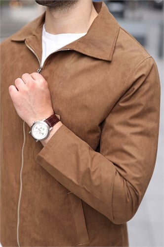 Camel Polo Yaka Süet Erkek Ceket E7221