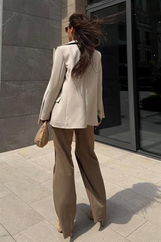 Taş Rengi Astarlı Kadın Blazer Ceket Mg2508