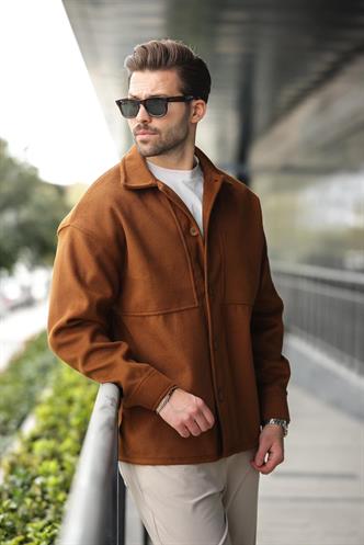 Kahverengi Kaşe Gömlek Erkek Ceket E6765