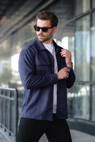 Lacivert Cep Detaylı Gömlek Ceket 6748