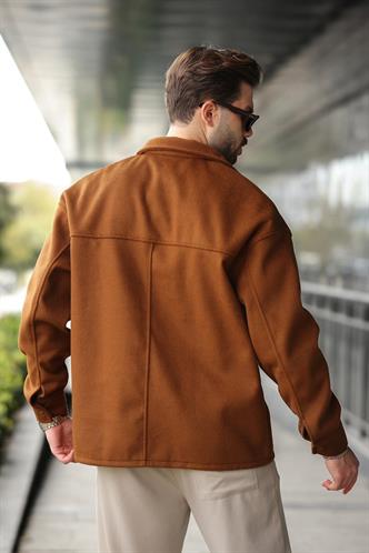 Kahverengi Kaşe Gömlek Erkek Ceket E6765