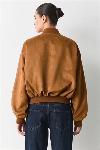 Kahverengi Astarlı Kadın Bomber Ceket MG2545