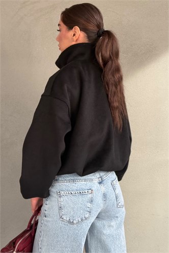 Siyah Kaşe Bomber Kadın Ceket MG2902