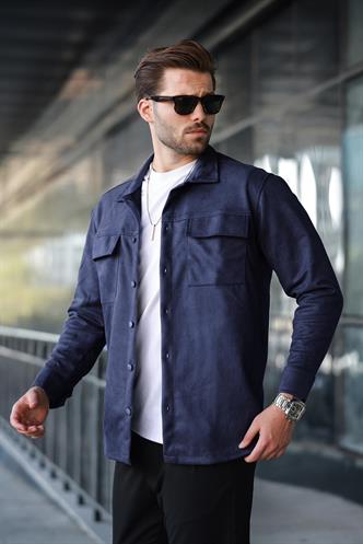 Lacivert Cep Detaylı Gömlek Ceket 6748