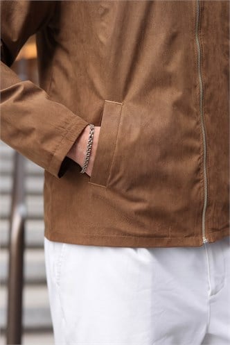 Camel Polo Yaka Süet Erkek Ceket E7221