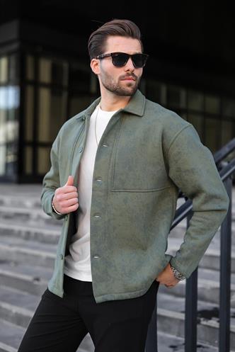 Haki İçi Polarlı Gömlek Ceket E6767