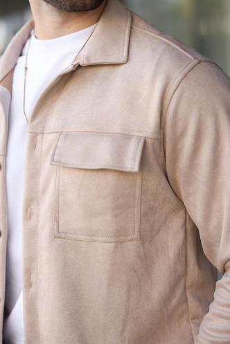 Bej Cep Detaylı Gömlek Ceket 6748