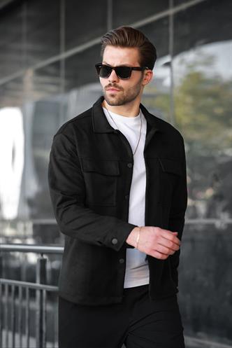 Siyah Cep Detaylı Gömlek Ceket 6748