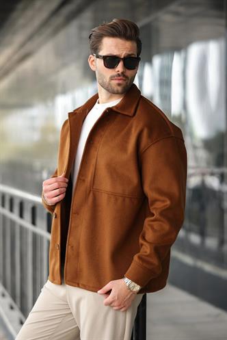 Kahverengi Kaşe Gömlek Erkek Ceket E6765