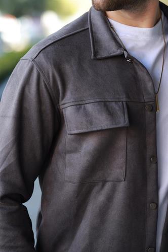 Füme  Cep Detaylı Gömlek Ceket 6748