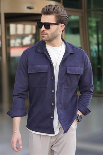 Lacivert Cep Detaylı Gömlek Ceket 6748