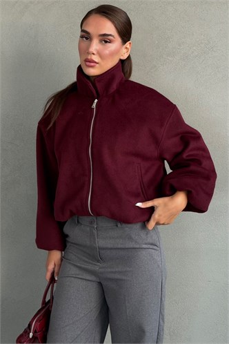 Bordo Kaşe Bomber Kadın Ceket MG2902