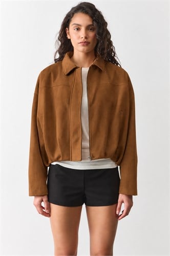 Taba Süet Bomber Kadın Ceket MG2903