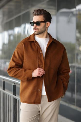 Kahverengi Kaşe Gömlek Erkek Ceket E6765