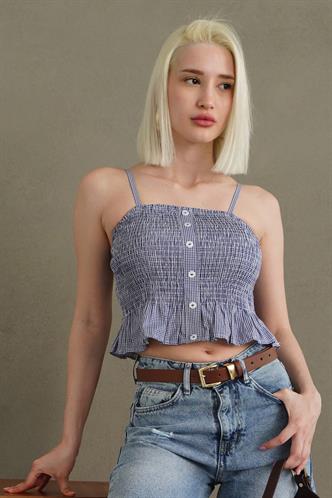 Saks Ayarlanabilir Askı Pötikareli Crop Mg2371 