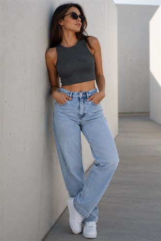 Mad Girls Anthracite Crop Top MG1113