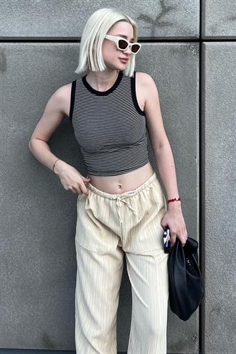 Siyah Kalın Askılı Likralı Crop Atlet MG2118
