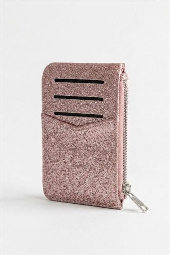 Pembe Simli Fermuarlı Kadın Kartlık MG2846