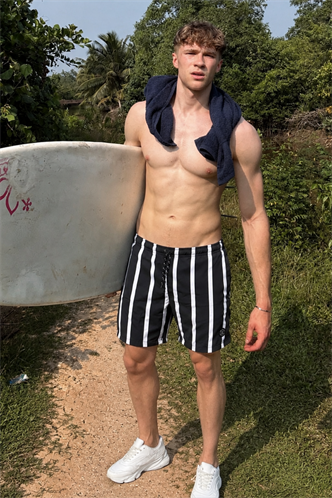 Madmext Black Striped Swim Wear Short 4259