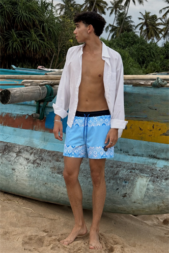 Blue Designed Swim Shorts 5788