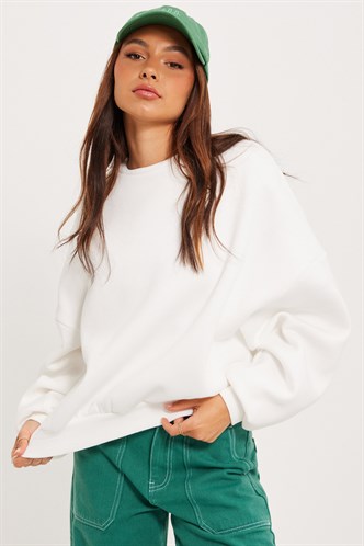 White Crewneck Basic Sweatshirt MG1559