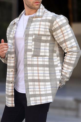 Ekru Desenli Erkek Oduncu Gömlek 6708