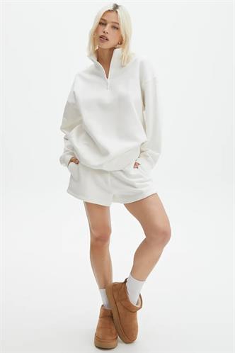 Ekru Fermuar Detaylı Oversize Sweatshirt MG1933