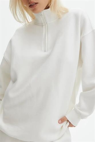 Ekru Fermuar Detaylı Oversize Sweatshirt MG1933
